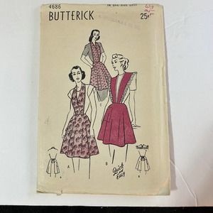Butterick Vintage 1940's Pattern #4686 Women's Apron 2 Styles HTF
